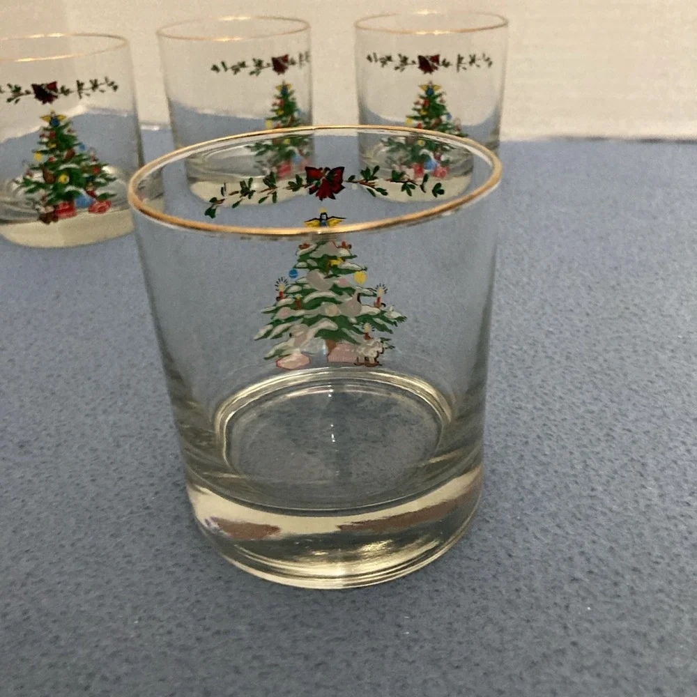 VTG Holiday by Montgomery‎ Wards Christmas Tree Old Fashion Glasses - Set of 4